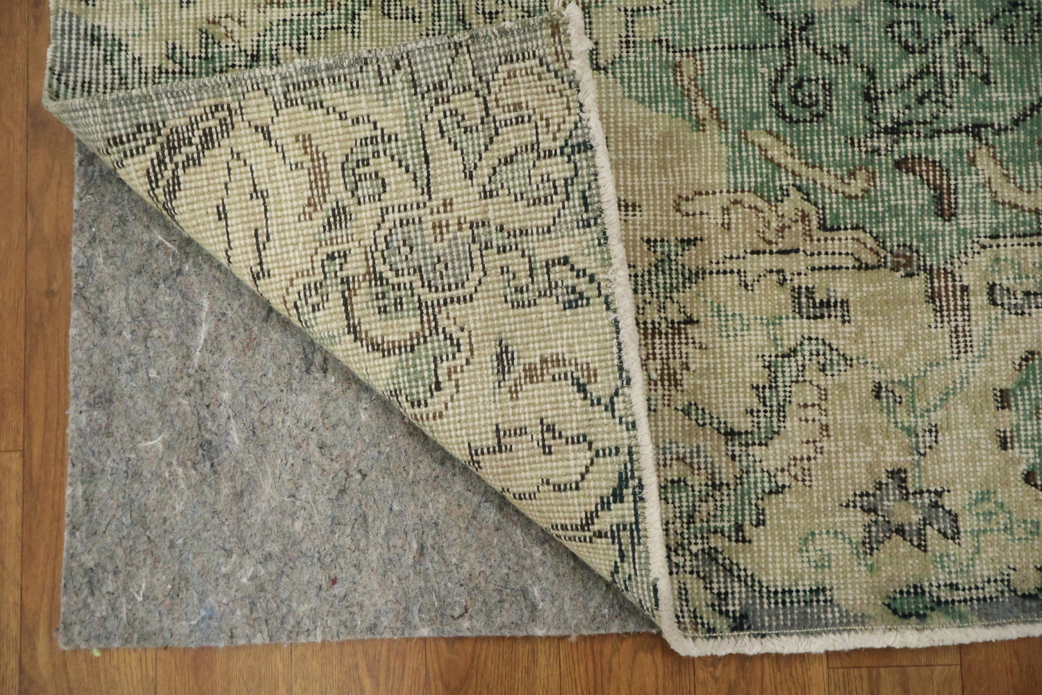 Green Vintage Distressed Anatolian Area Rug 6x9