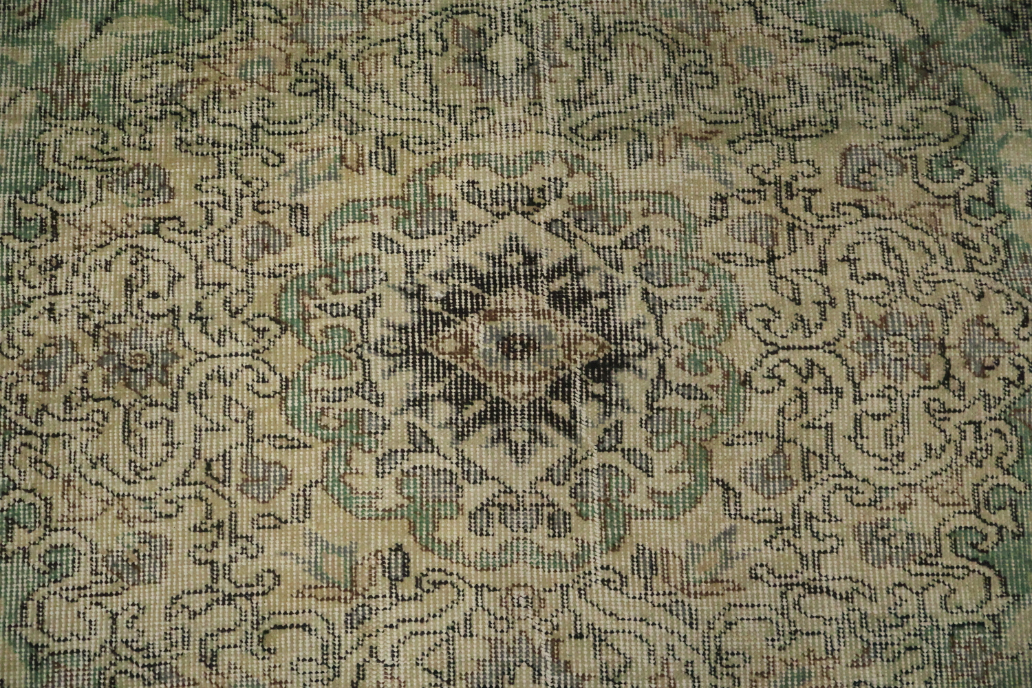 Green Vintage Distressed Anatolian Area Rug 6x9