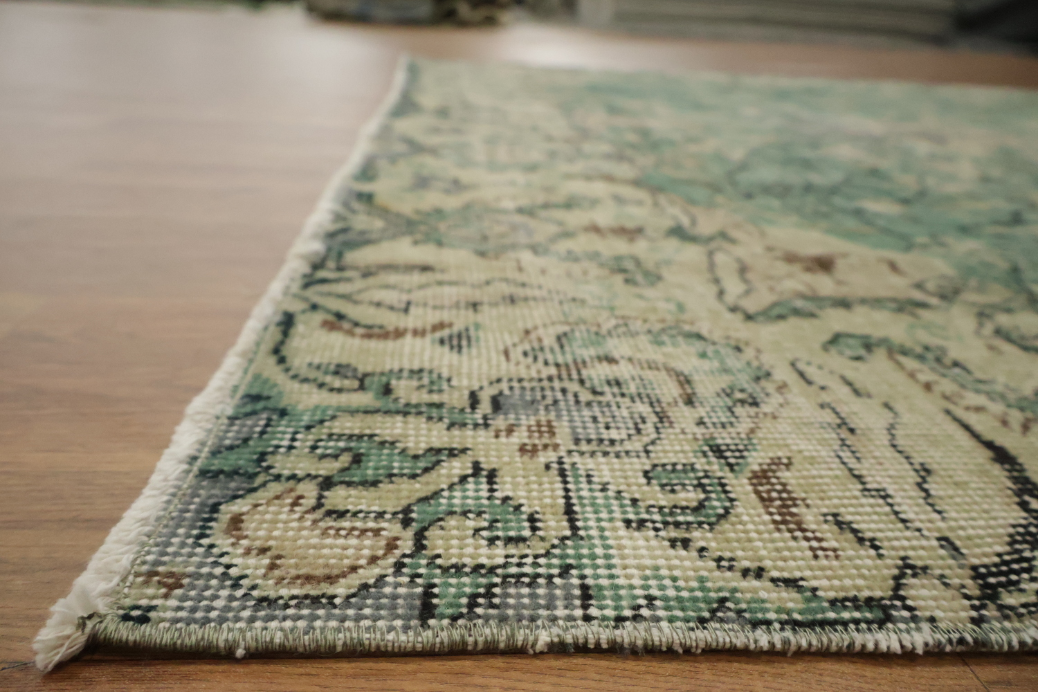 Green Vintage Distressed Anatolian Area Rug 6x9