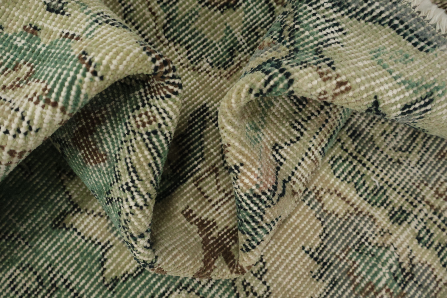 Green Vintage Distressed Anatolian Area Rug 6x9