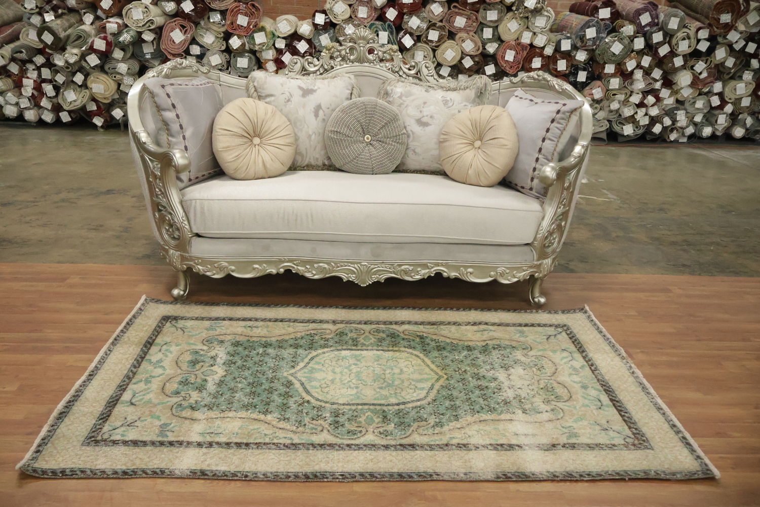 Luxury Vintage Distressed Anatolian Turkish Area Rug 4x7