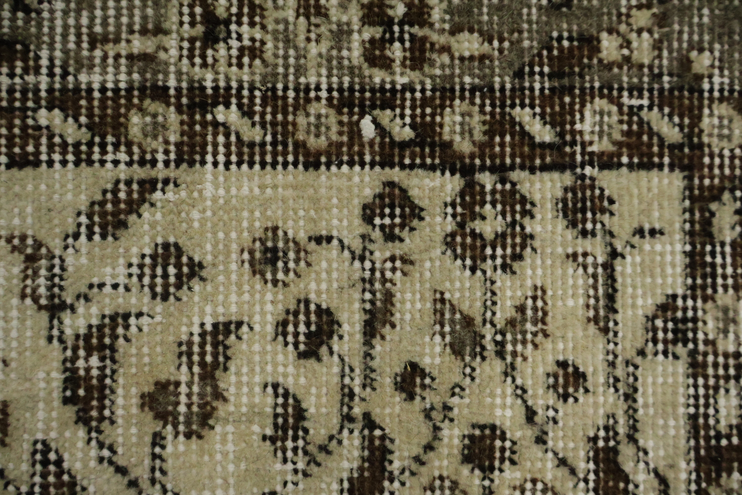 Vintage Distressed Wool Floral Turkish Area Rug 4x7