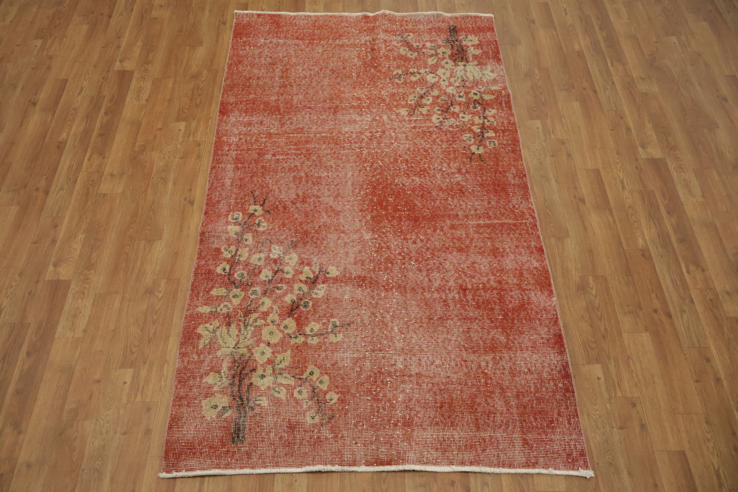Decorative Wool Vintage Distressed Turkish Area Rug 4x6