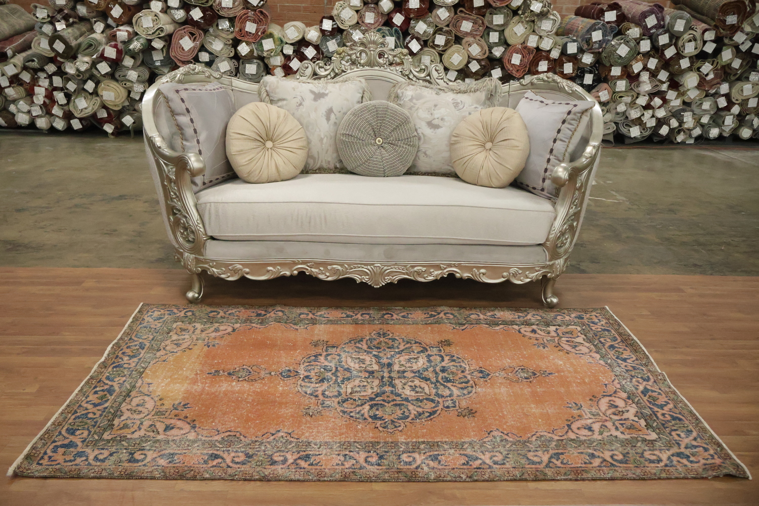 Medallion Rustic Distressed Anatolian Turkish Area Rug 4x7