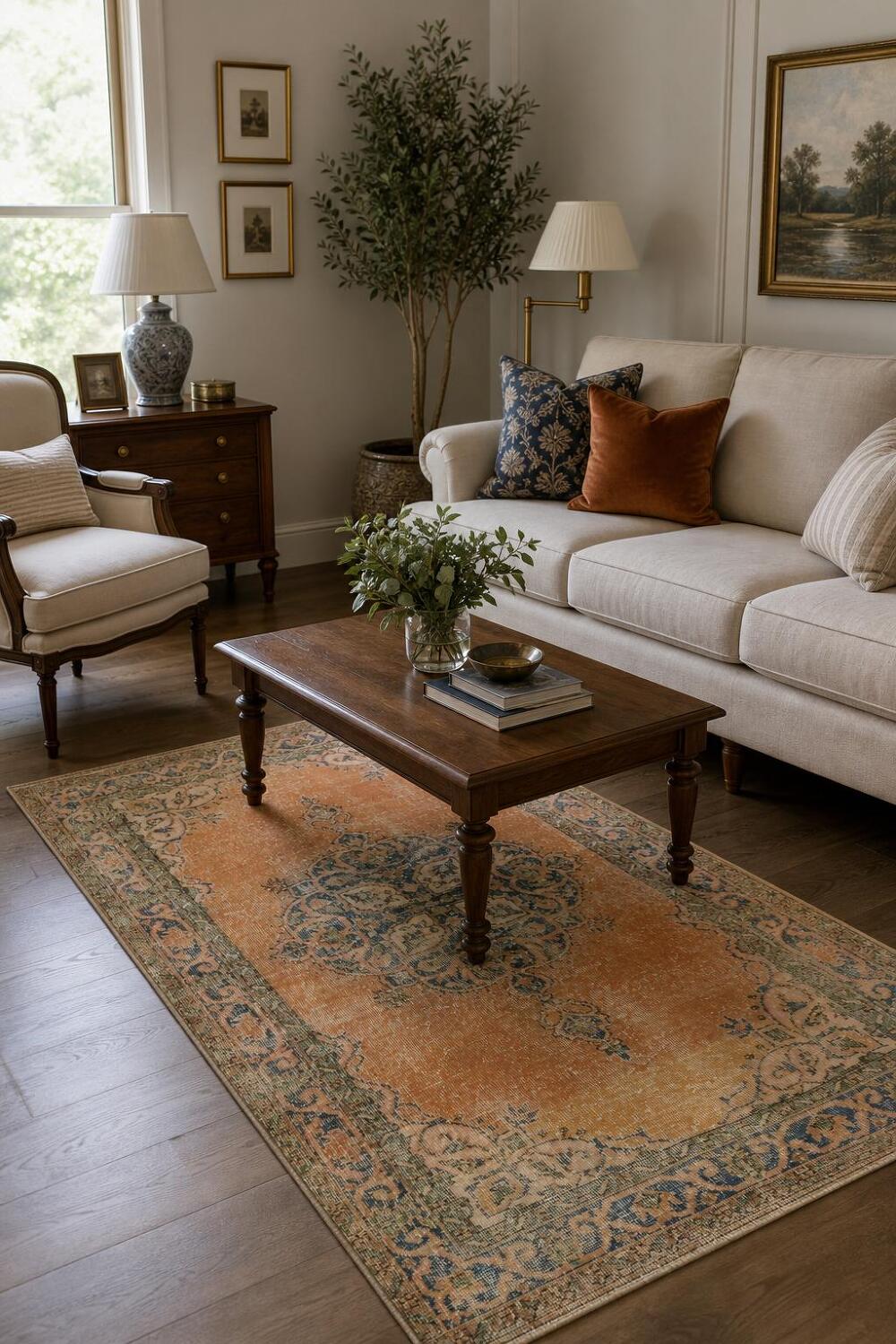 Medallion Rustic Distressed Anatolian Turkish Area Rug 4x7
