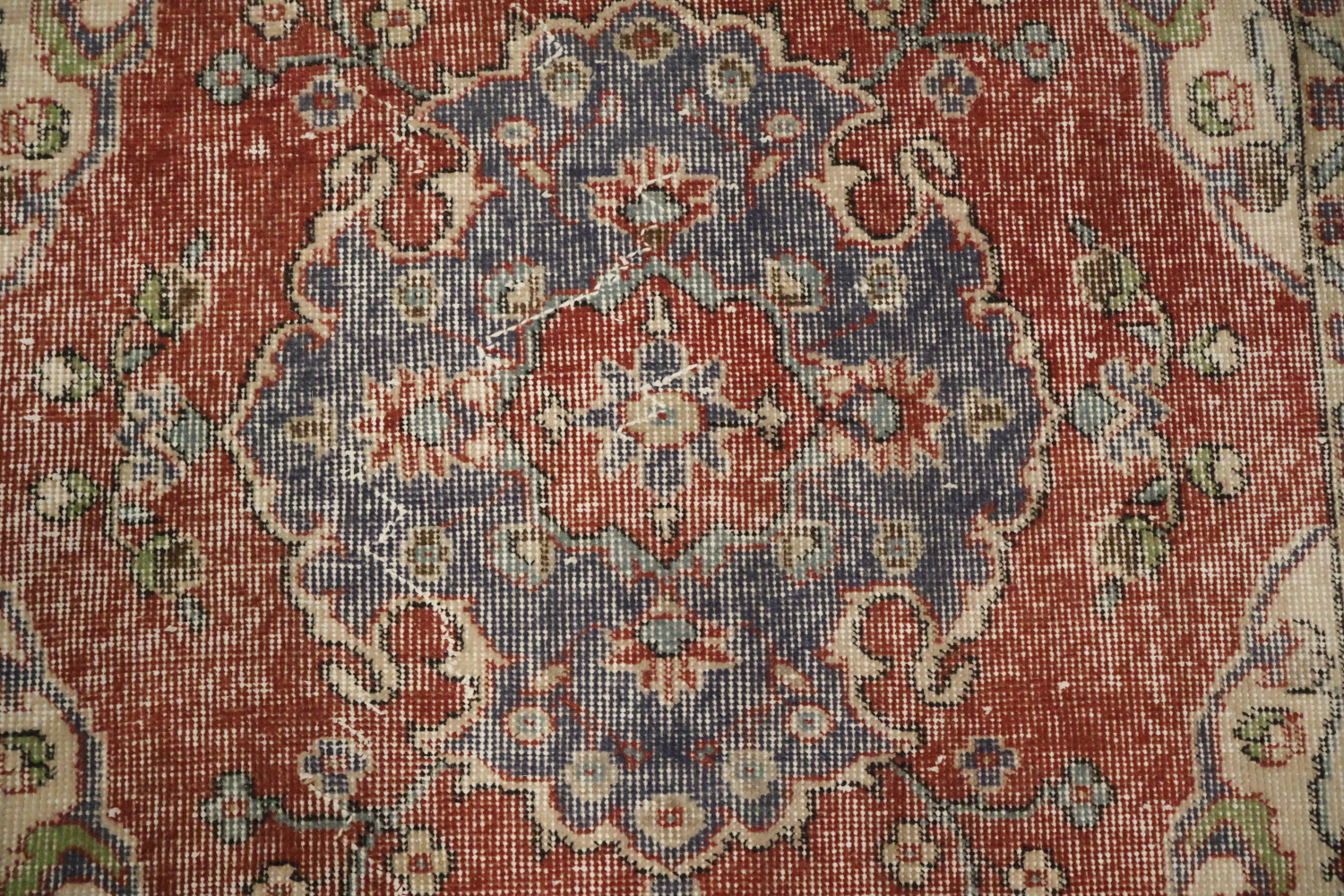 Distressed Anatolian Turkish Vintage Wool Area Rug 4x7