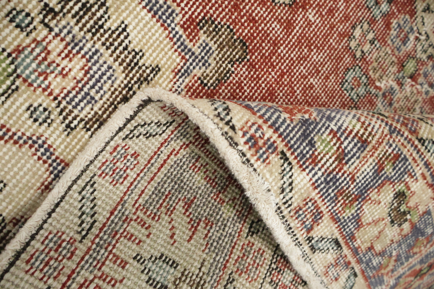 Distressed Anatolian Turkish Vintage Wool Area Rug 4x7