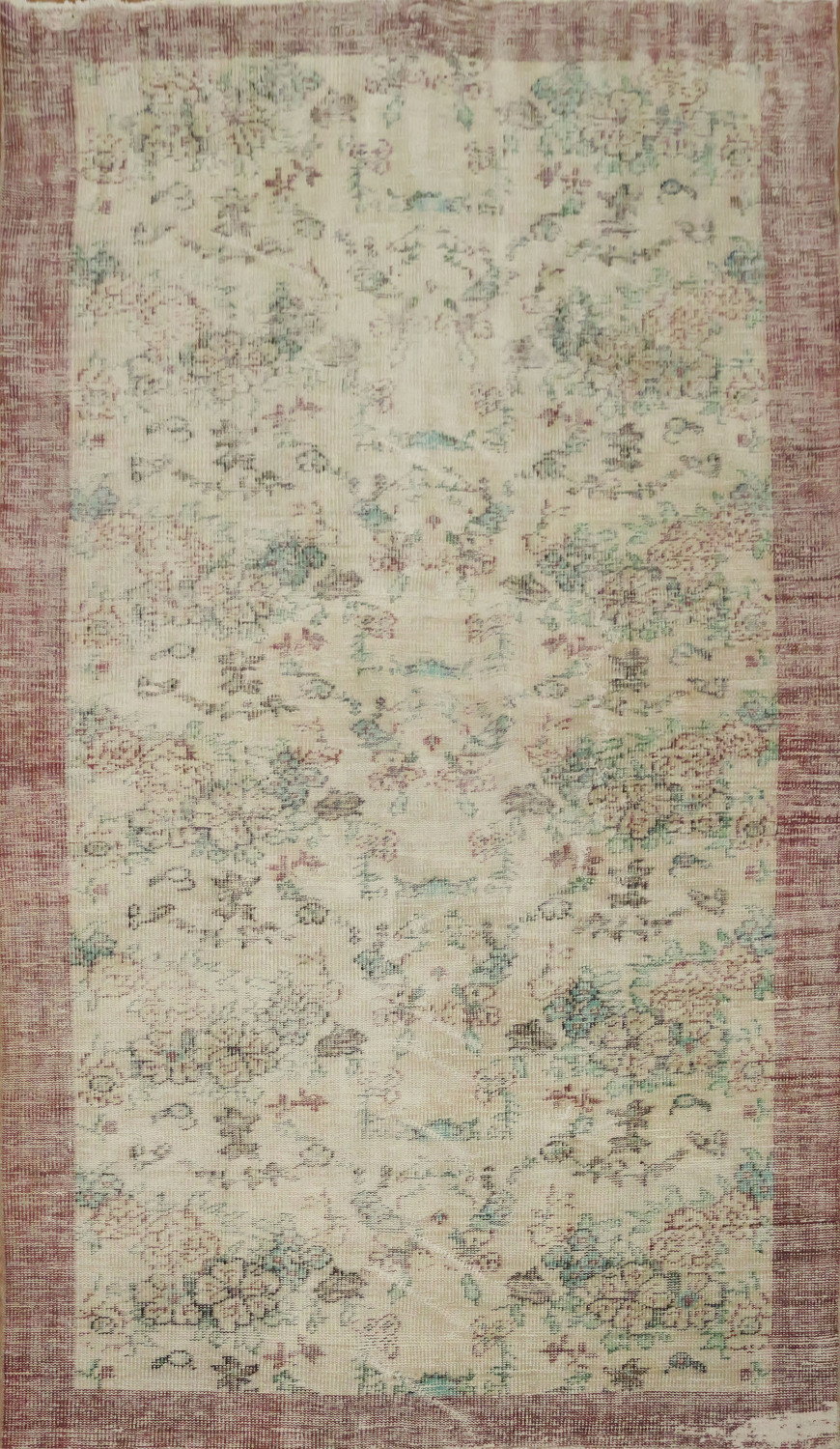 Vintage Distressed Wool Anatolian Turkish Area Rug 5x9
