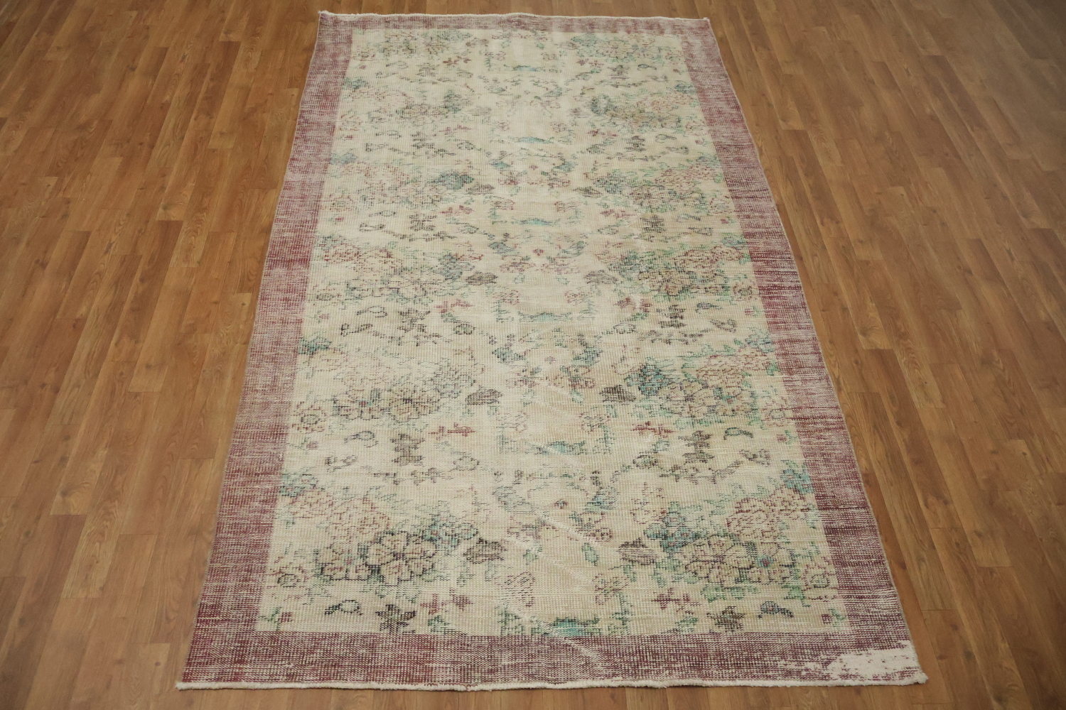 Vintage Distressed Wool Anatolian Turkish Area Rug 5x9
