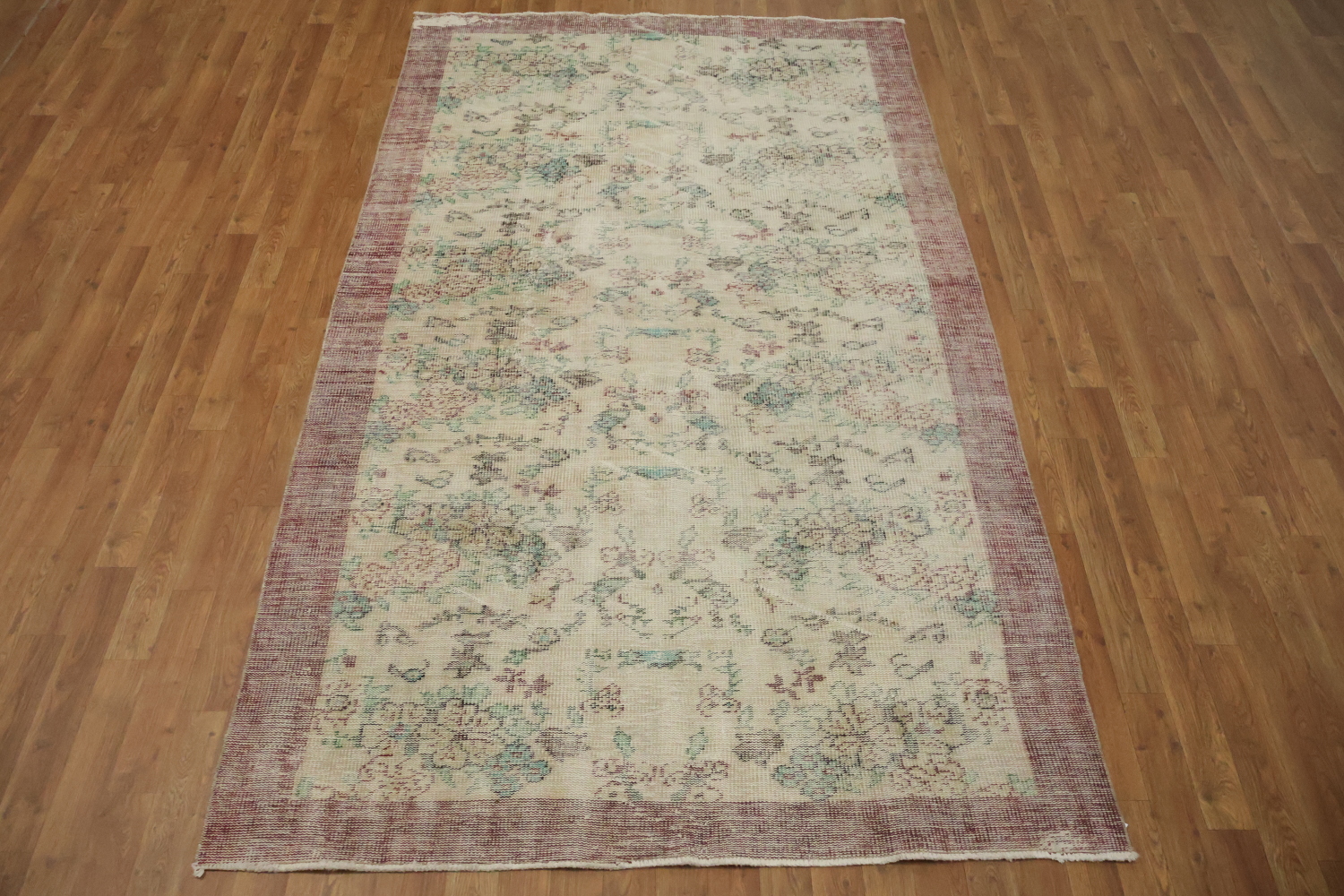 Vintage Distressed Wool Anatolian Turkish Area Rug 5x9