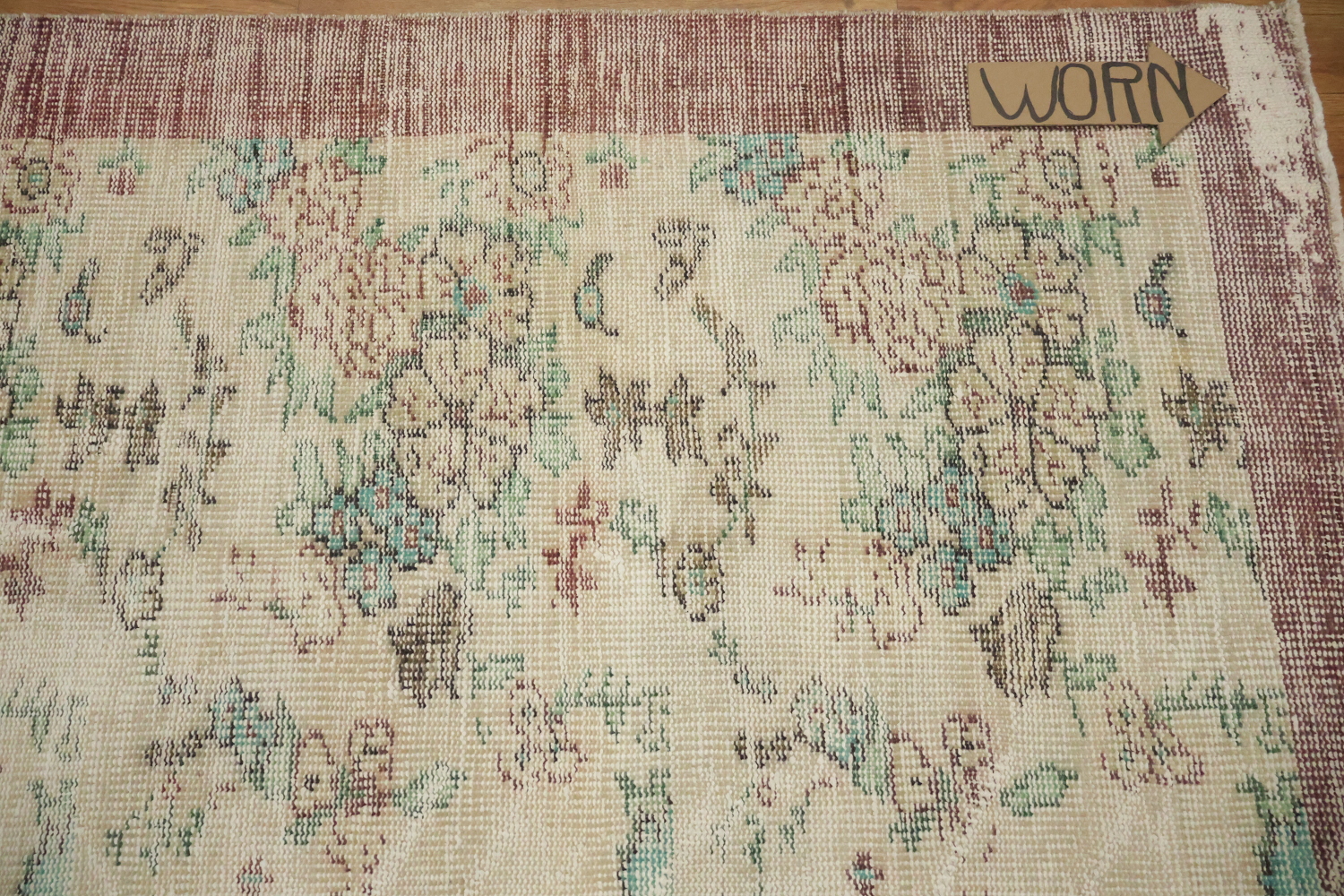 Vintage Distressed Wool Anatolian Turkish Area Rug 5x9