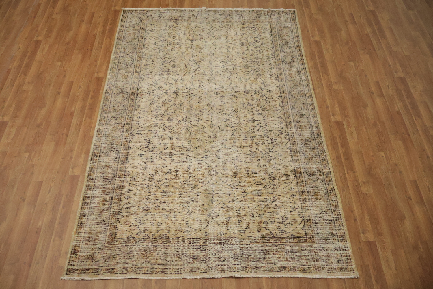 All Over Wool Vintage Distressed Turkish Area Rug 6x9