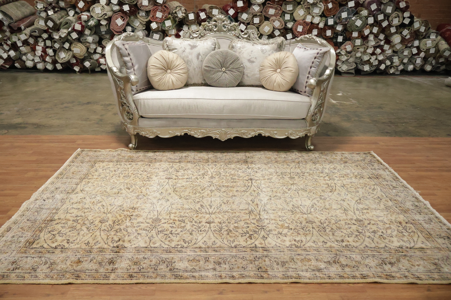 All Over Wool Vintage Distressed Turkish Area Rug 6x9