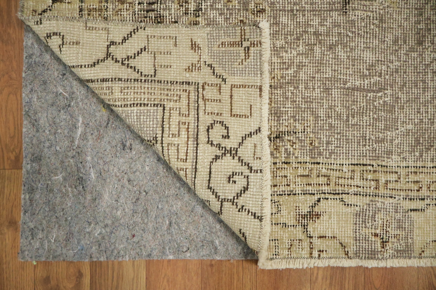 Muted Wool Vintage Distressed Turkish Area Rug 4x7