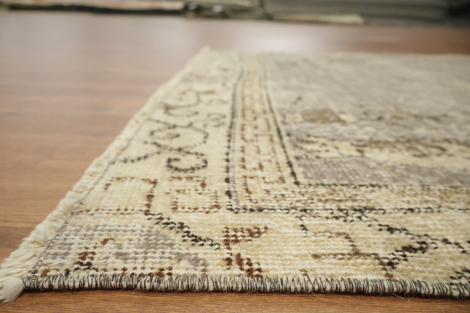 Muted Wool Vintage Distressed Turkish Area Rug 4x7