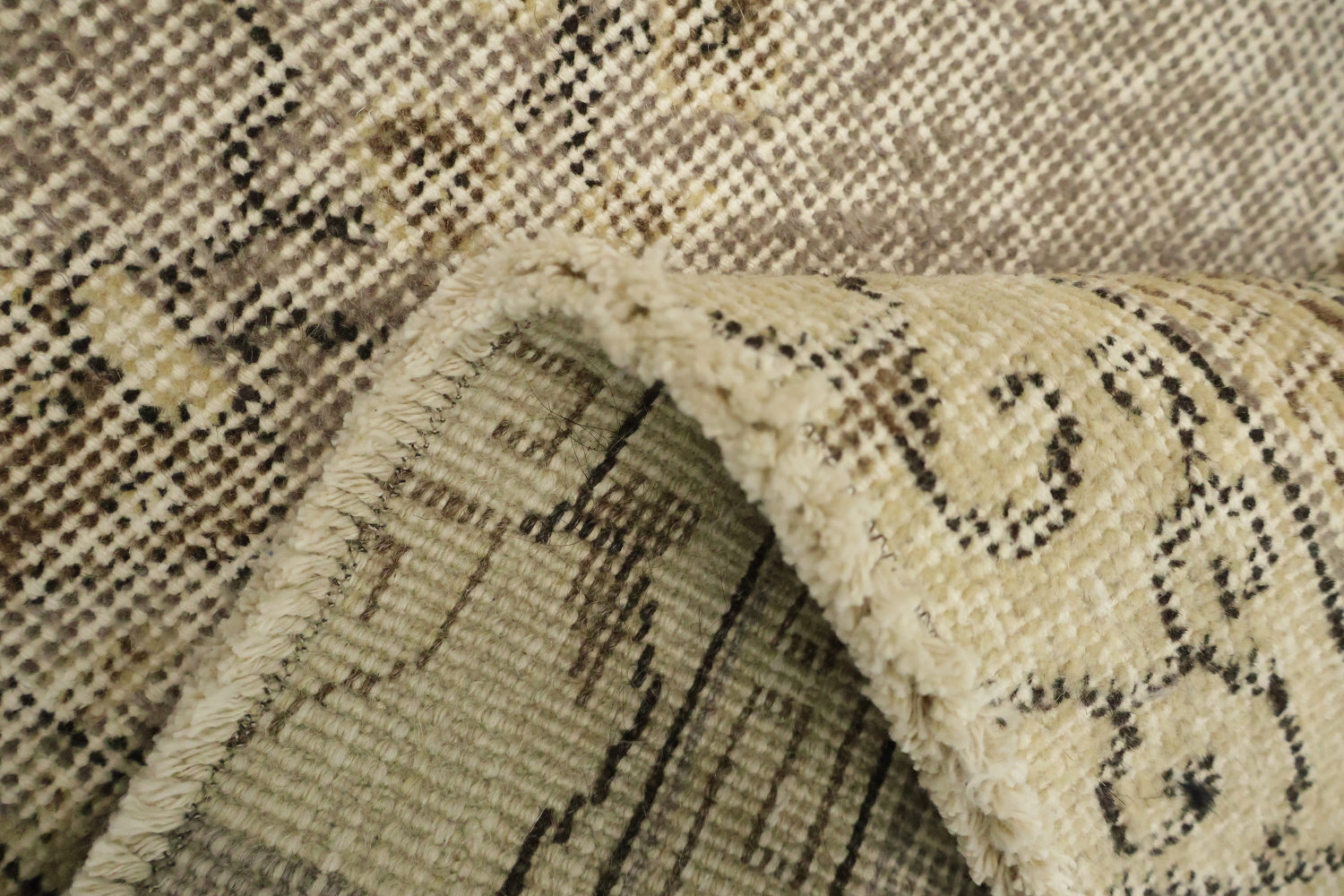 Muted Wool Vintage Distressed Turkish Area Rug 4x7