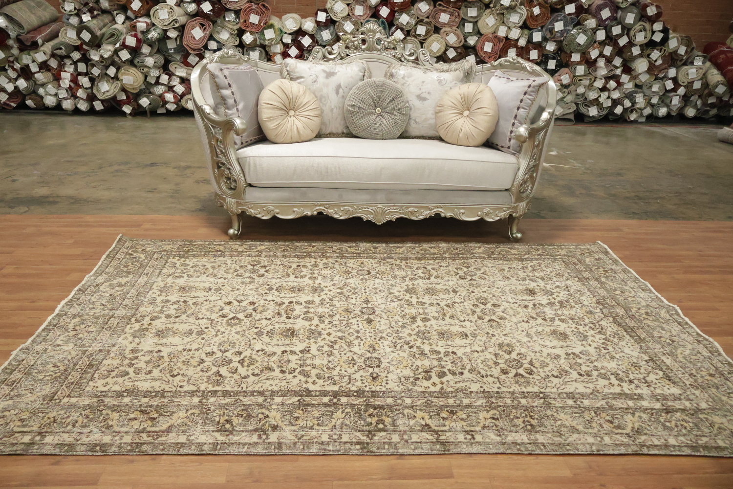 Sophisticated Oriental Rug with Detailed Floral Motifs Distressed 6x9