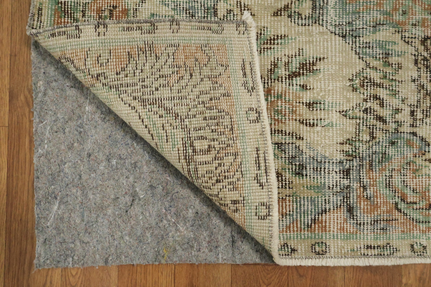Muted Wool Vintage Distressed Turkish Area Rug 6x9