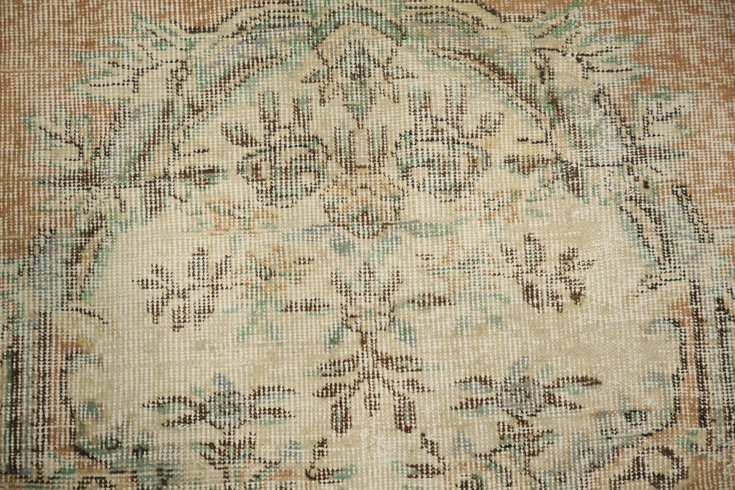 Muted Wool Vintage Distressed Turkish Area Rug 6x9