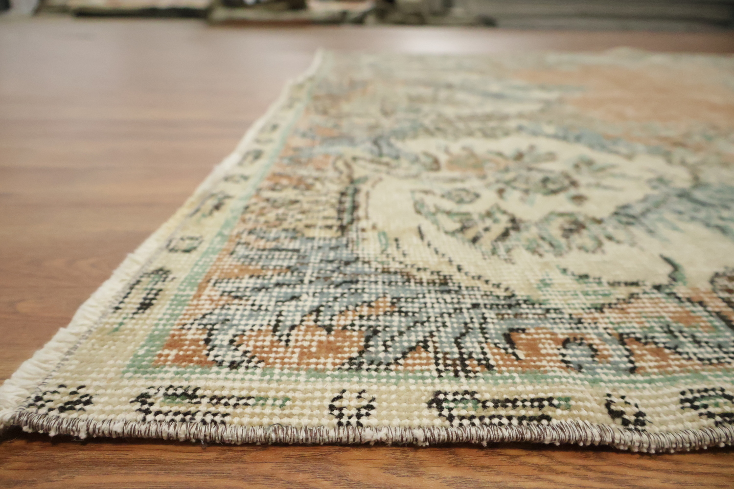 Muted Wool Vintage Distressed Turkish Area Rug 6x9