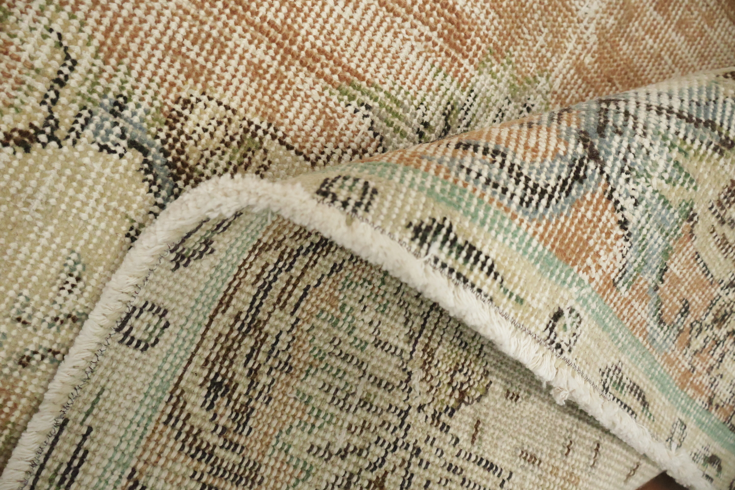 Muted Wool Vintage Distressed Turkish Area Rug 6x9