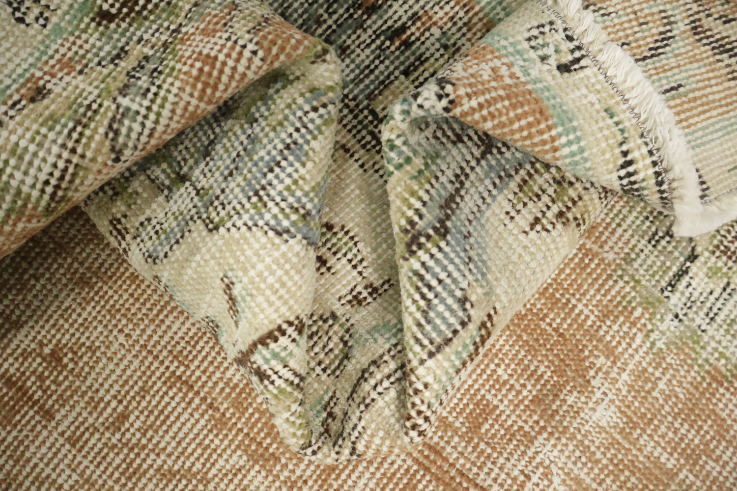 Muted Wool Vintage Distressed Turkish Area Rug 6x9