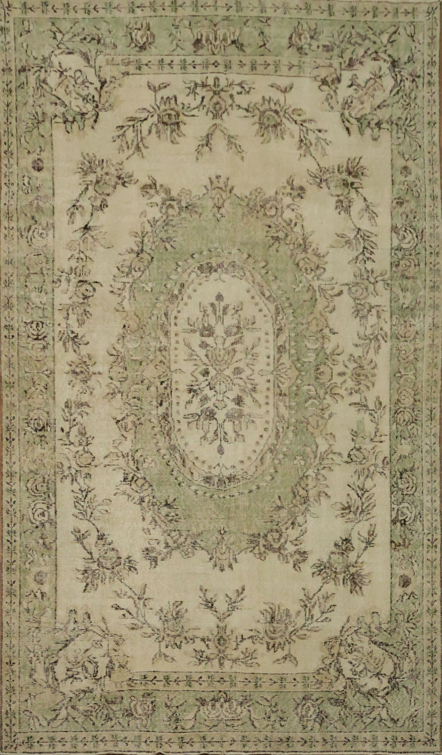 Floral Wool Vintage Distressed Turkish Area Rug 6x10