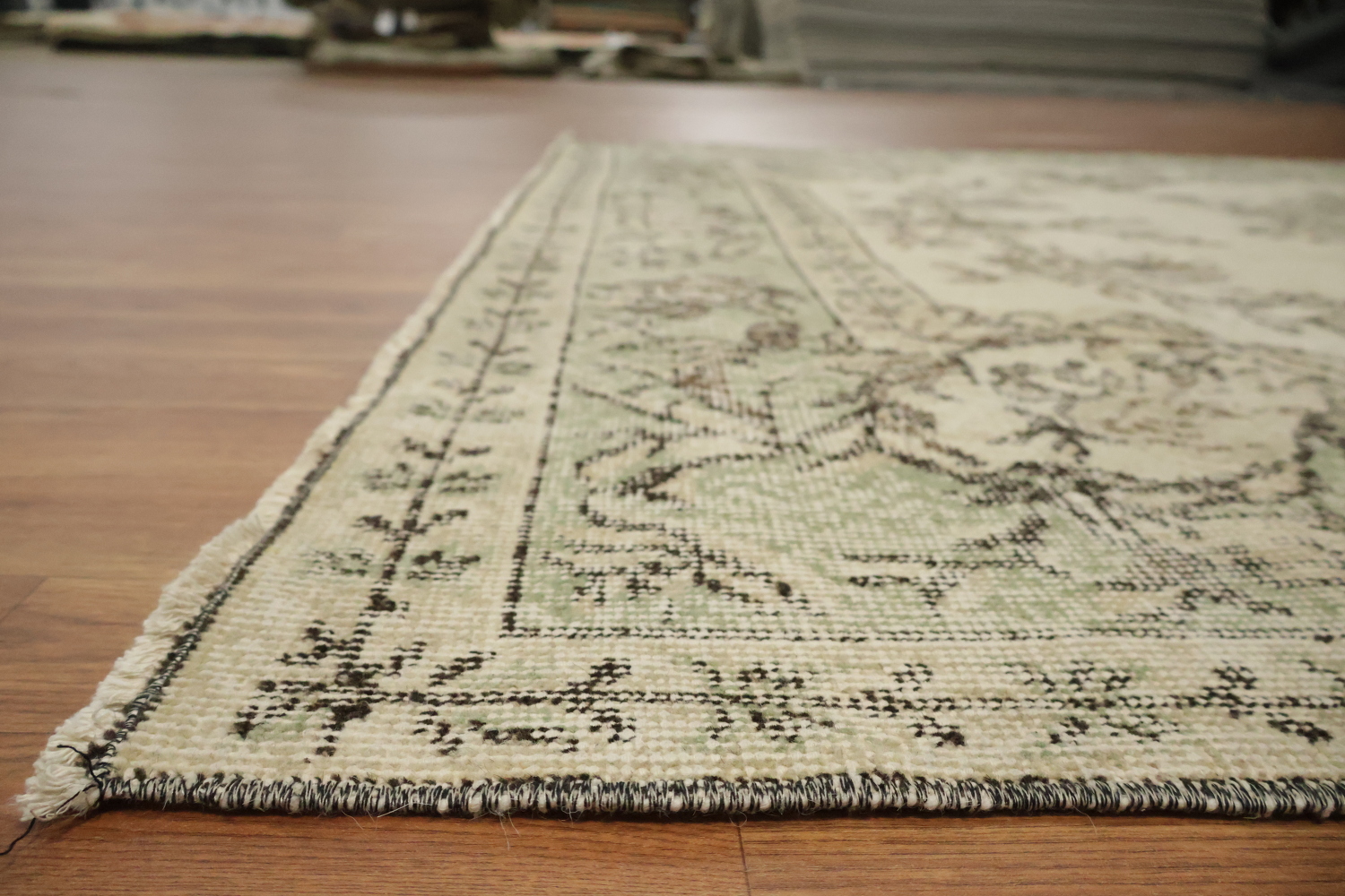 Floral Wool Vintage Distressed Turkish Area Rug 6x10