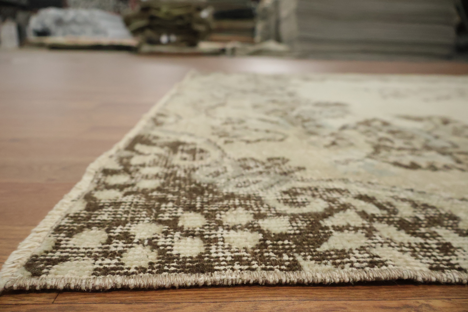 Vintage Distressed Wool Floral Turkish Area Rug 6x9