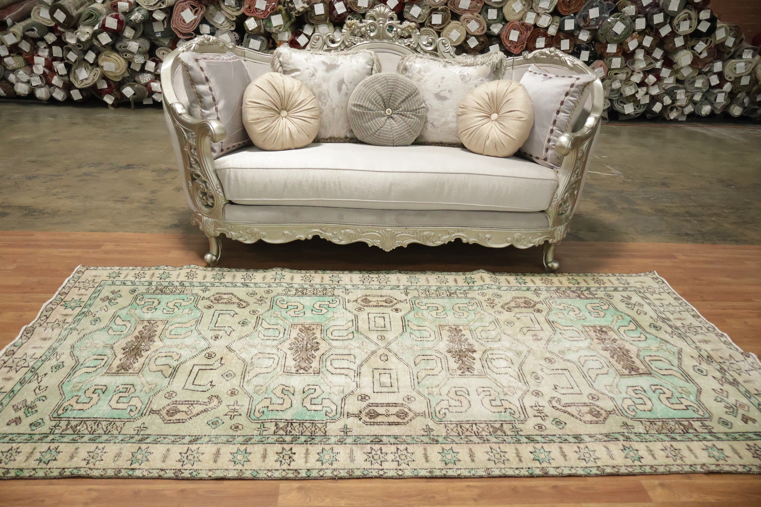 Vintage Distressed Anatolian Turkish Area Rug 5x9
