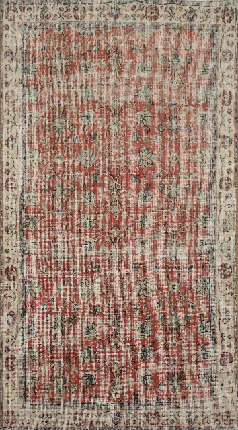 Vintage Distressed Anatolian Turkish Area Rug 4x7
