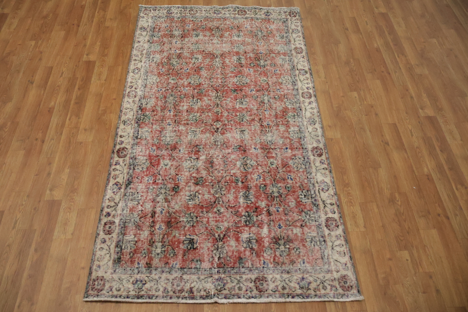 Vintage Distressed Anatolian Turkish Area Rug 4x7