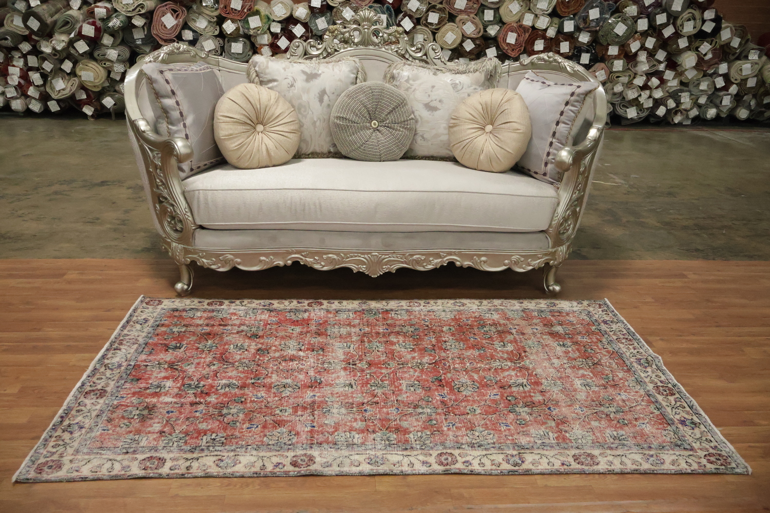 Vintage Distressed Anatolian Turkish Area Rug 4x7