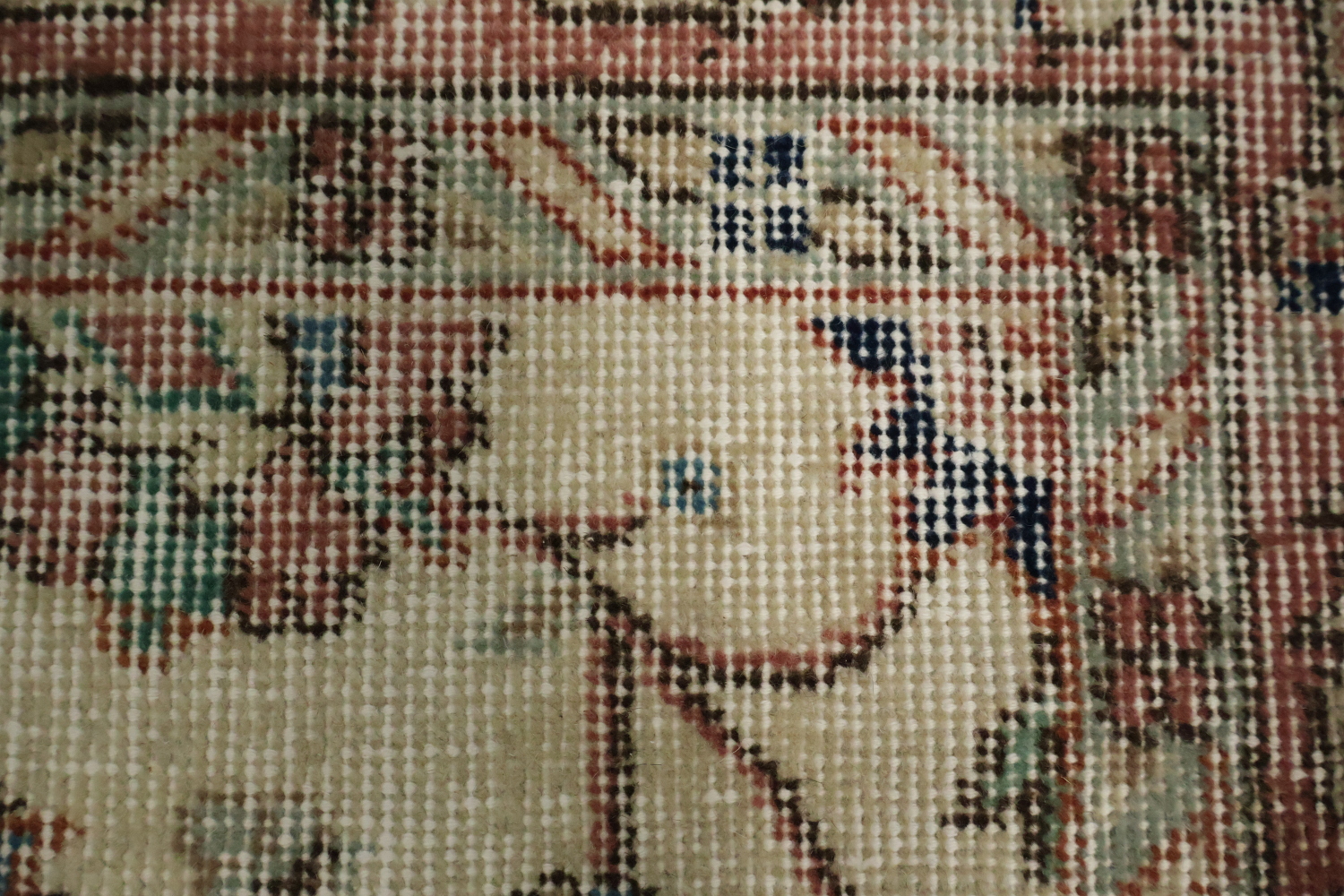 Vintage Distressed Wool Floral Turkish Rug 4x7