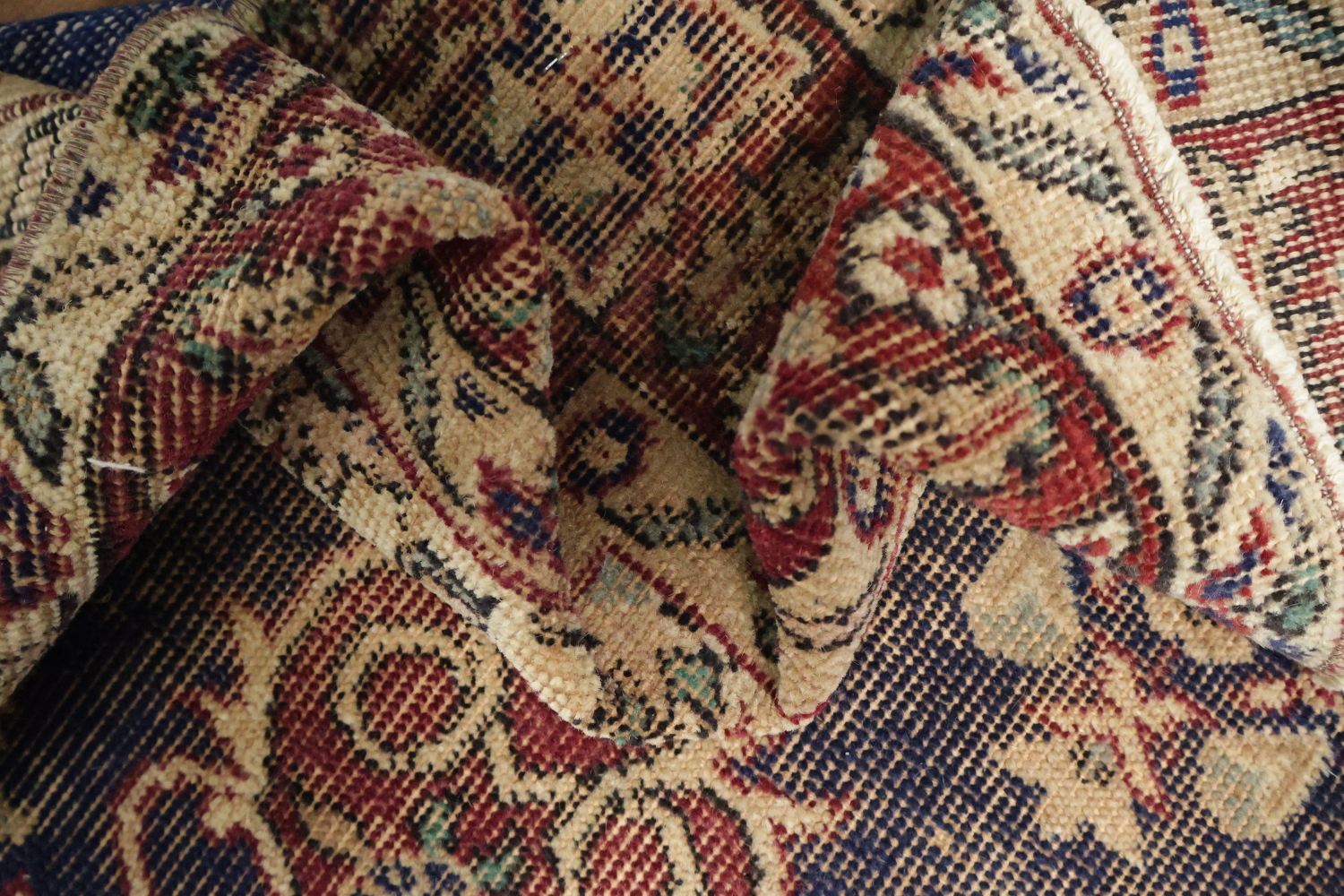 Medallion Vintage Wool Distressed Turkish Area Rug 4x7