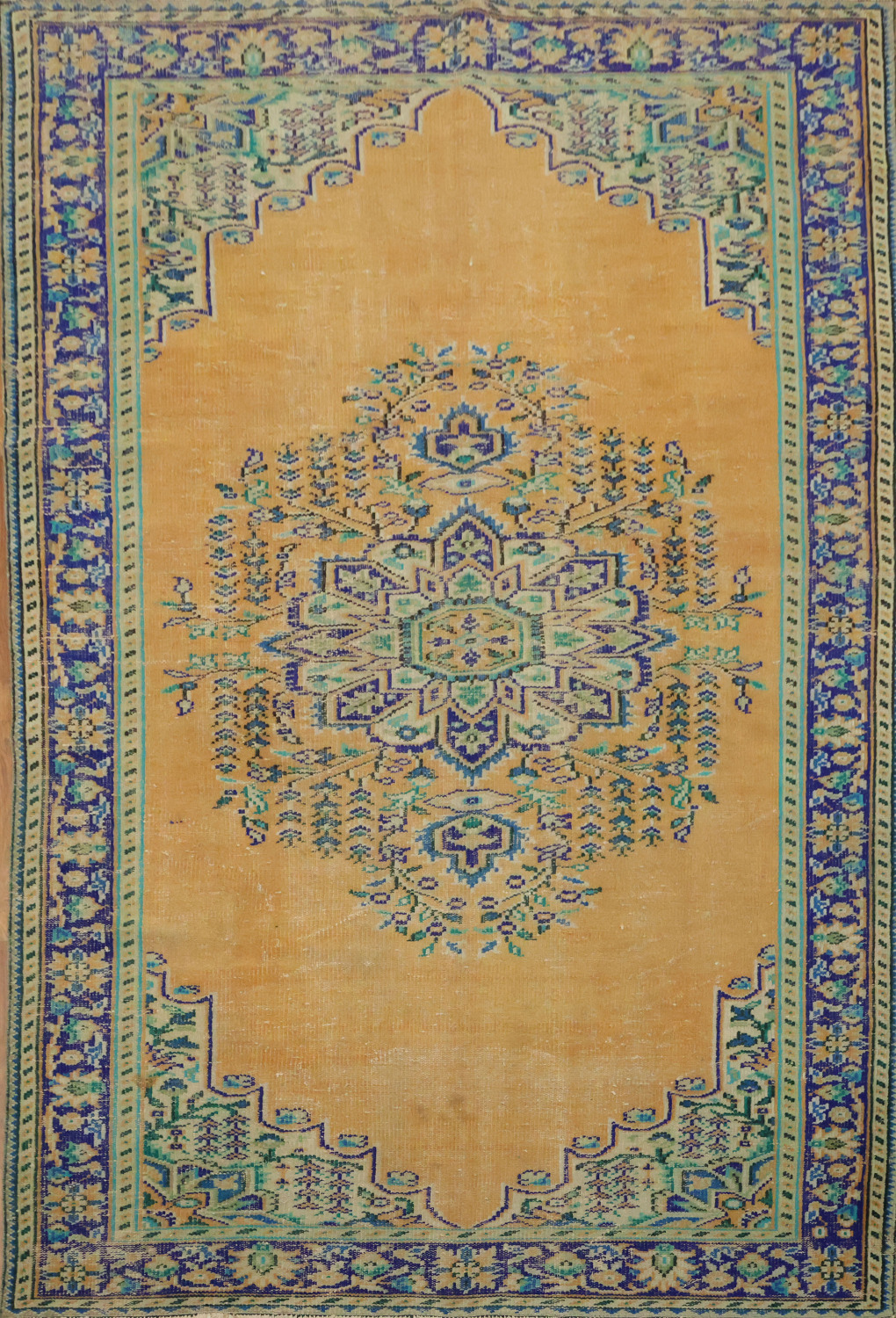 Vintage Distressed Anatolian Turkish Area Rug 6x9