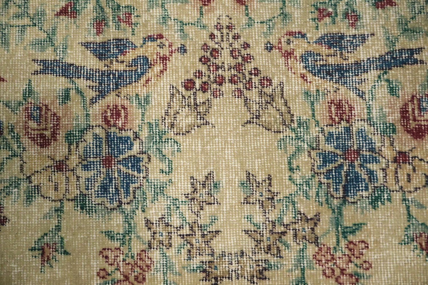 Animal Pictorial Vintage Distressed Turkish Area Rug 4x7