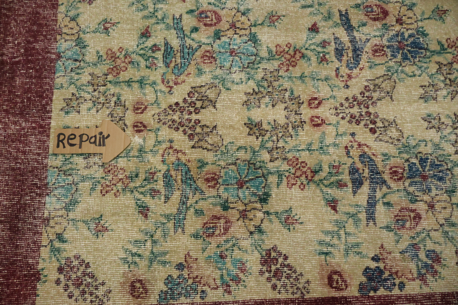 Animal Pictorial Vintage Distressed Turkish Area Rug 4x7