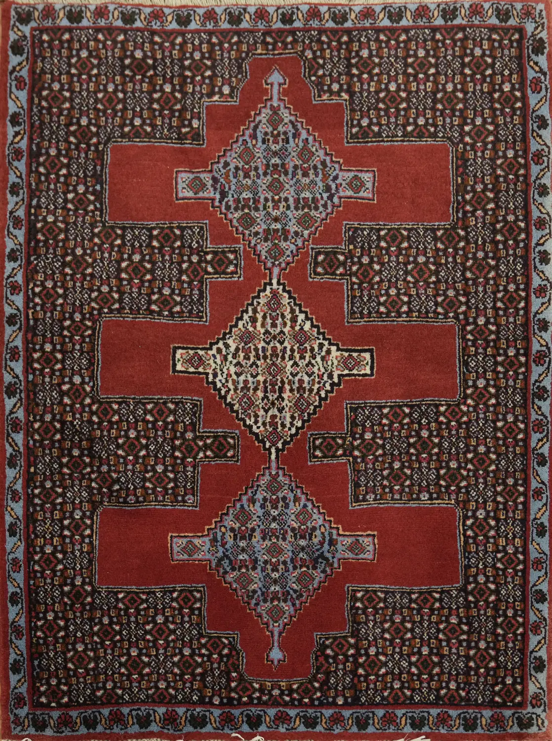 Top Quality Vegetable Dye Wool Senneh Persian Rug 3x3