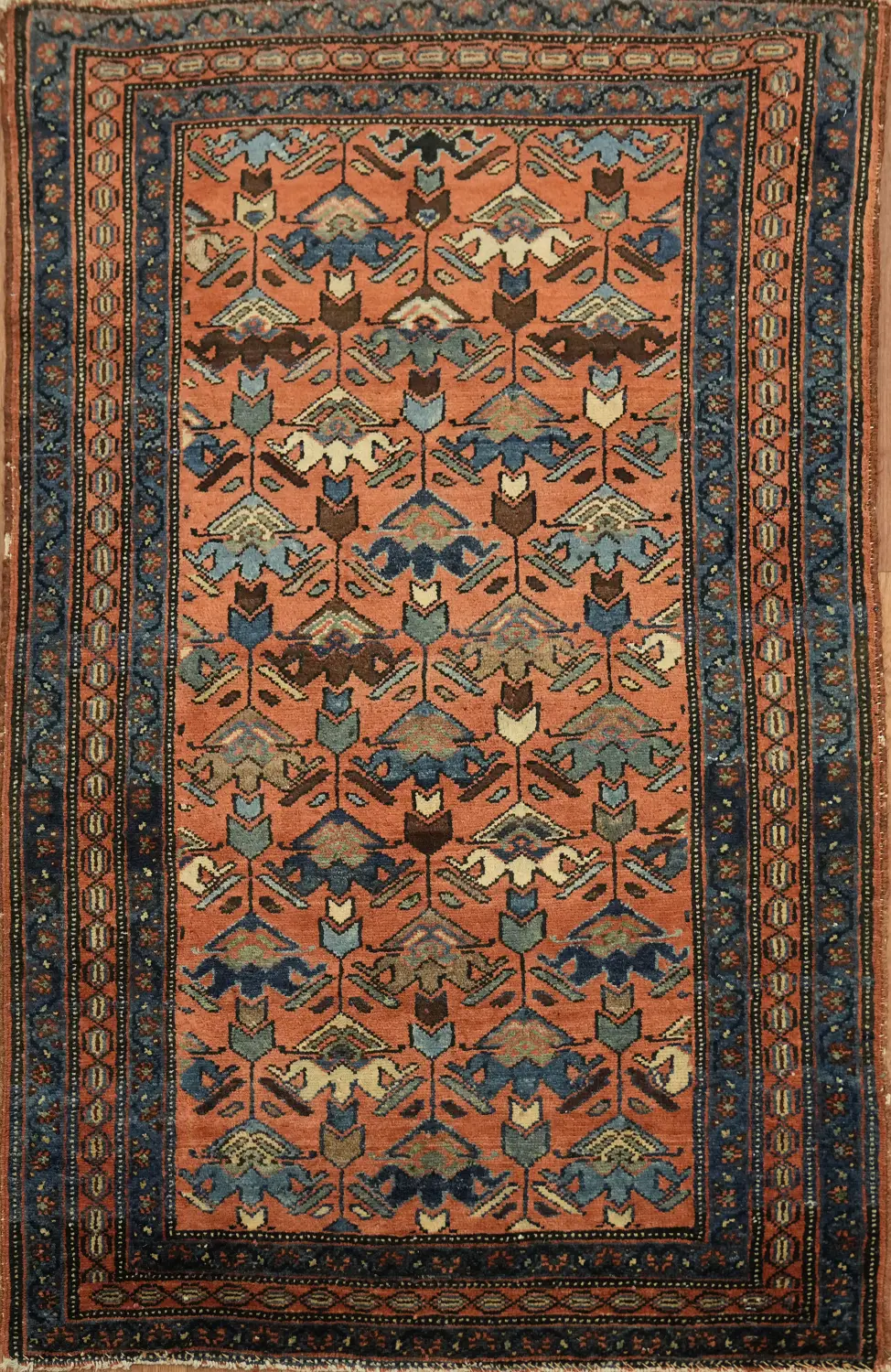 Decorative Vegetable Dye Geometric Persian Malayer Rug 3x4