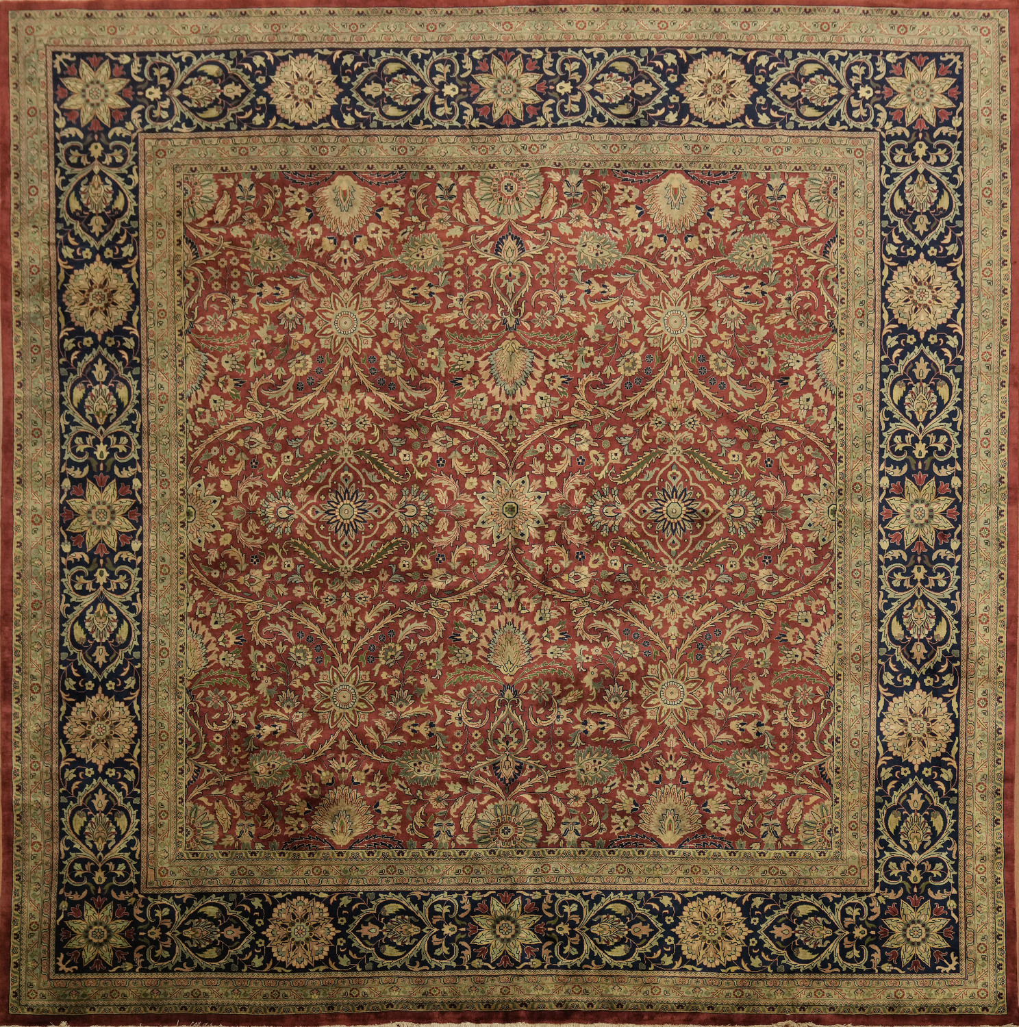 Vegetable Dye Red Sarouk Persian Square Rug 12x12