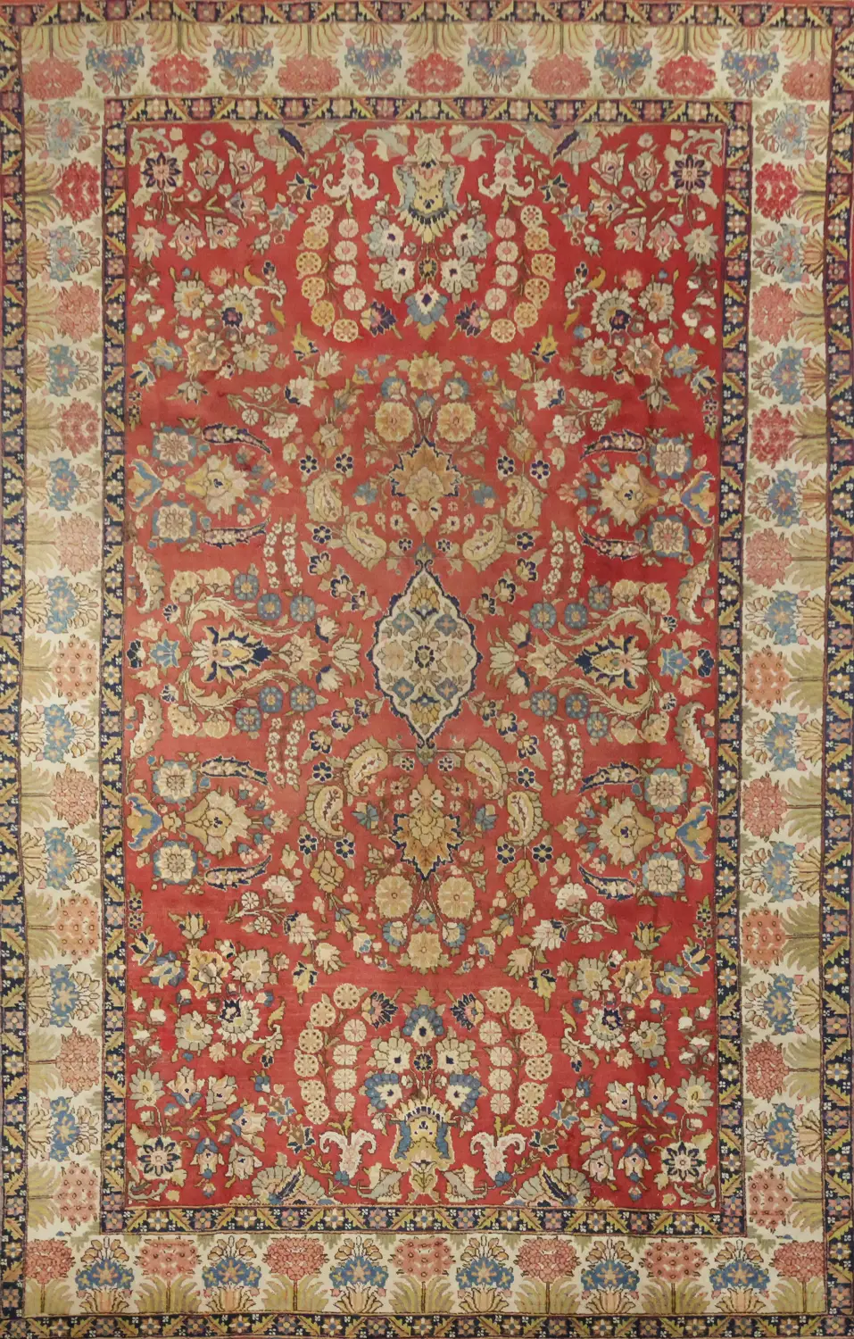All Over Floral Wool Tabriz Persian Area Rug 7x10