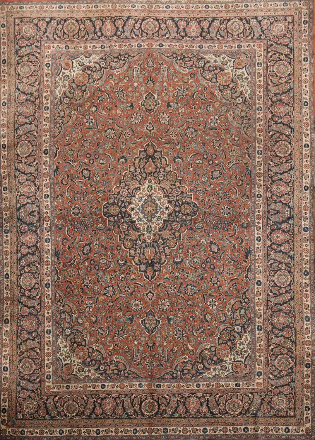 Wool Floral Kashan Persian Large Rug 10x14