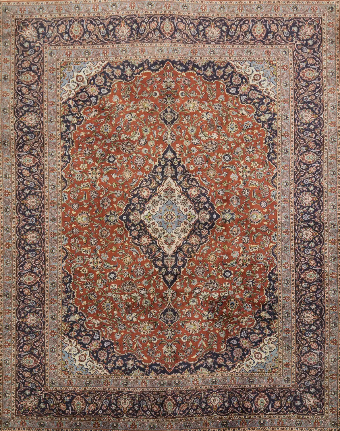 Floral Wool Kashan Persian Area Rug 10x13