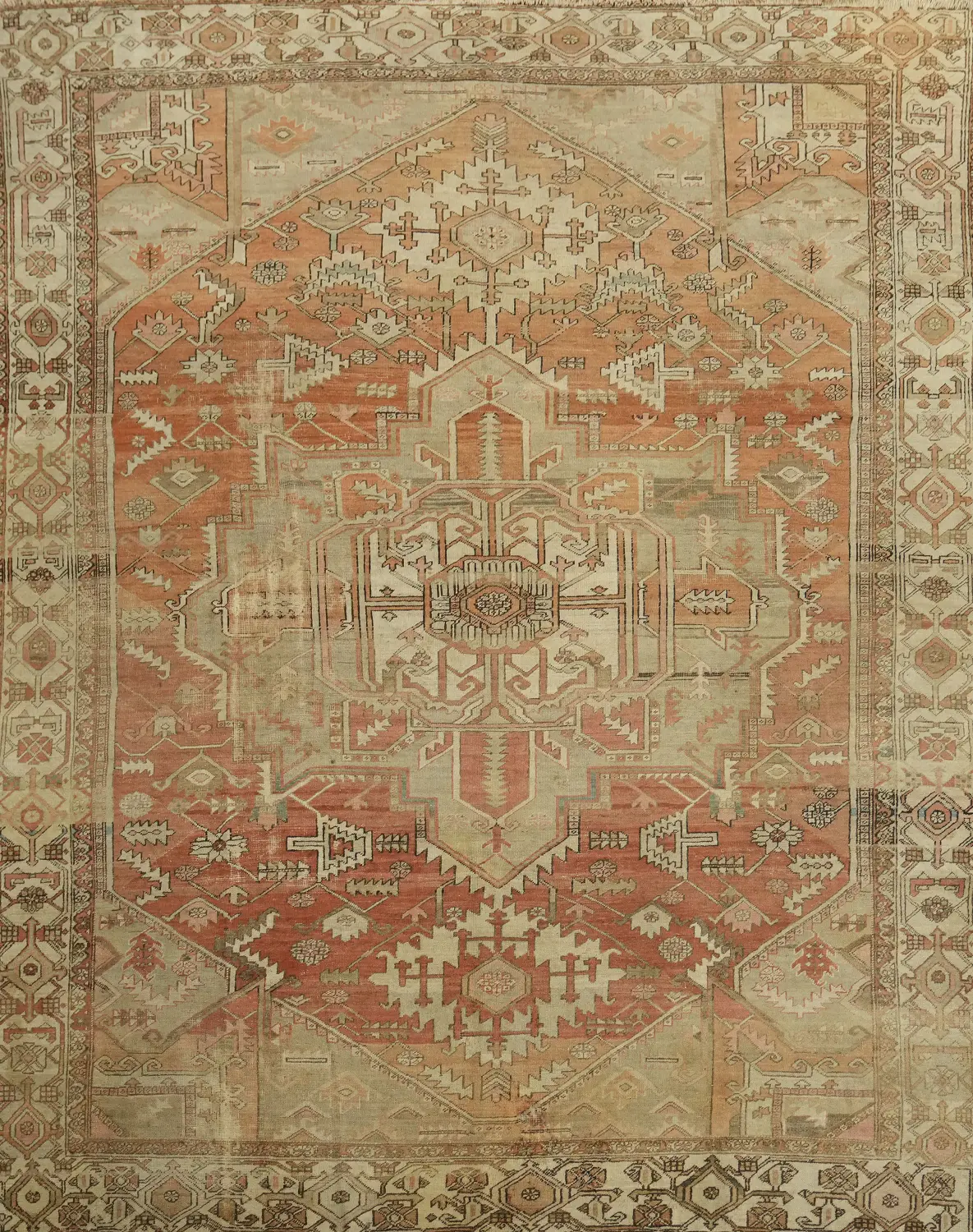 Pre-1900 Antique Heriz Serapi Oriental Area Rug 10x12