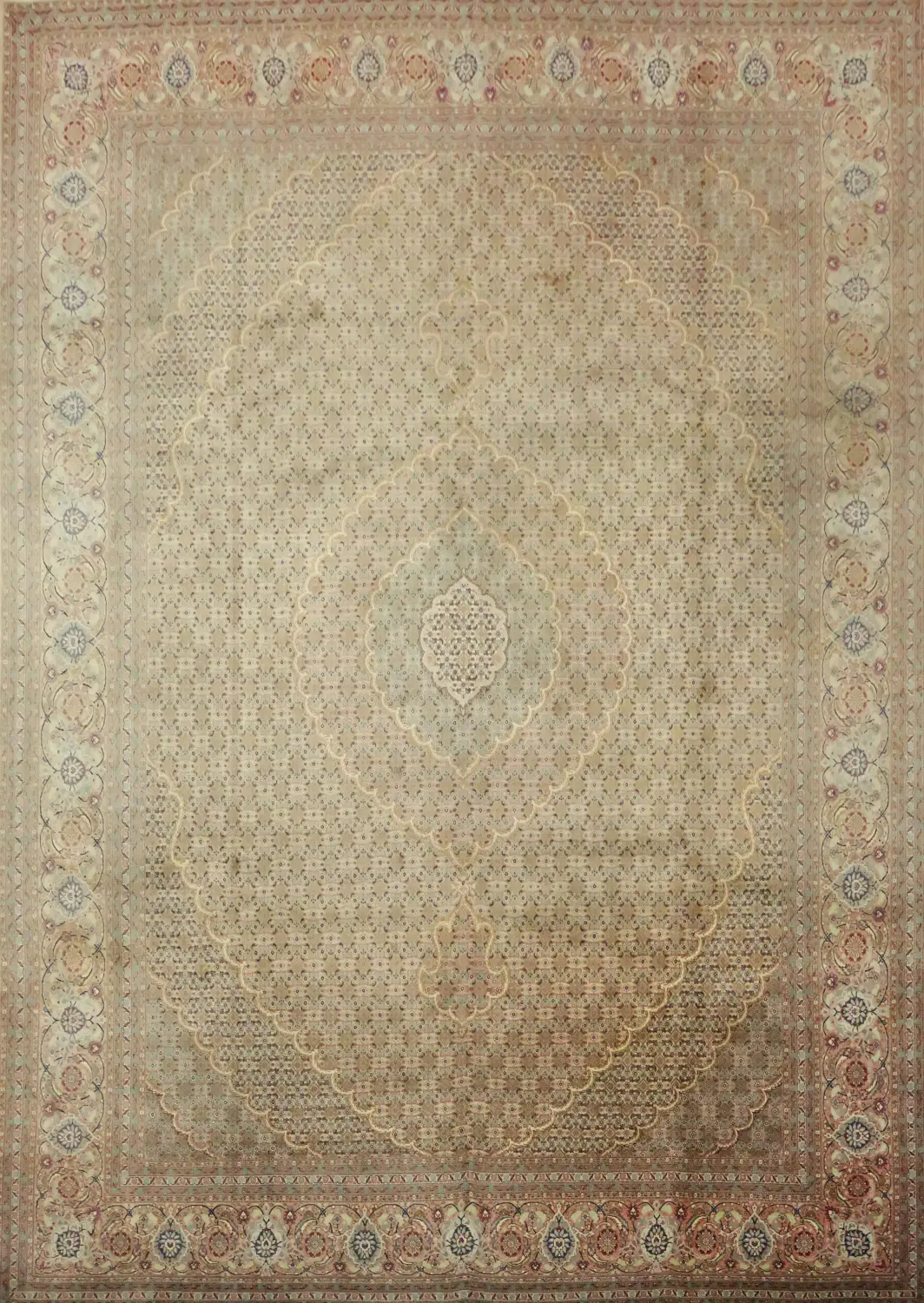 Fine Geometric Wool Tabriz Persian Area Rug 8x12