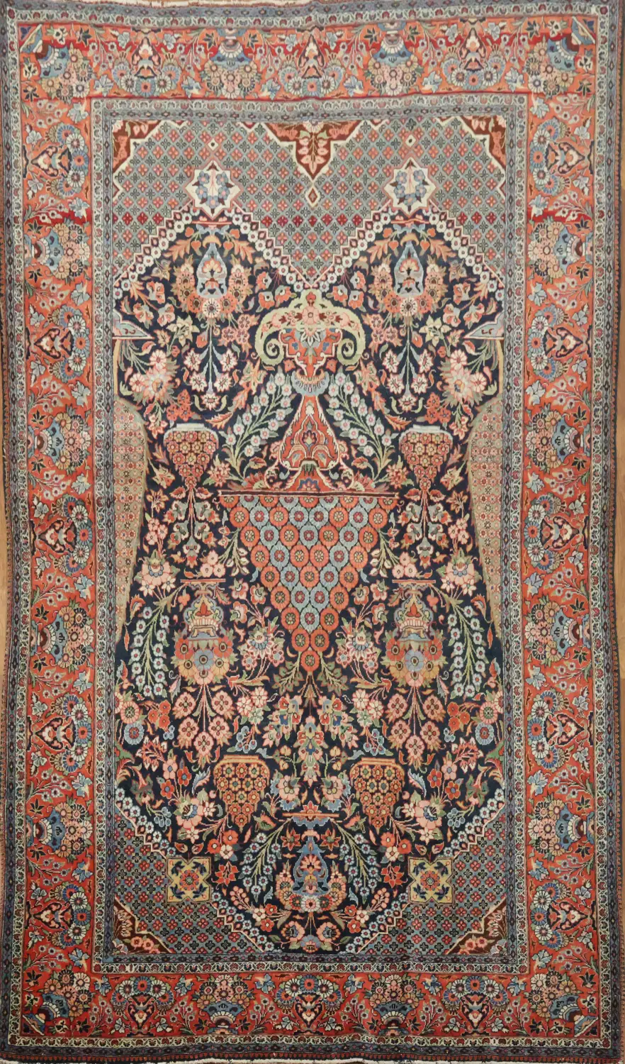 High Quality Wool Floral Kashan Persian Rug 4x7