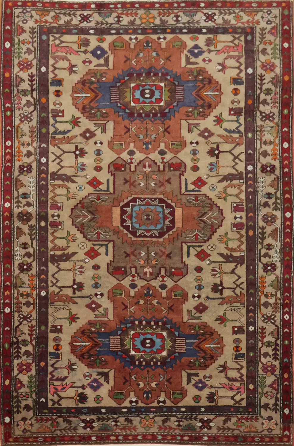 Wool Geometric Hamedan Persian Rug 5x7