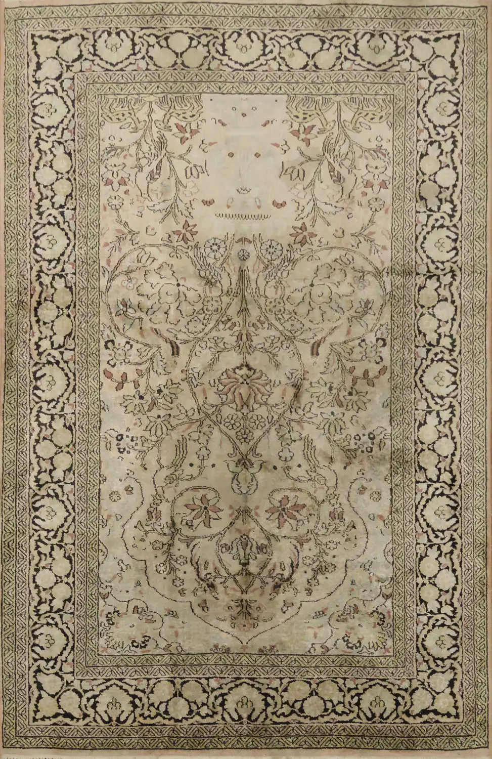 Silk Floral Kashmir Oriental Rug 4x6
