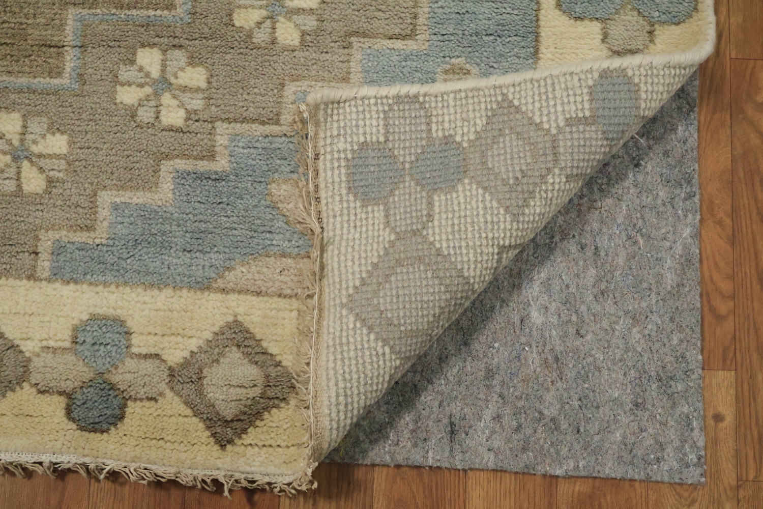 8x10 Oushak Hand-Knotted Wool Rug - Beige and Light Blue